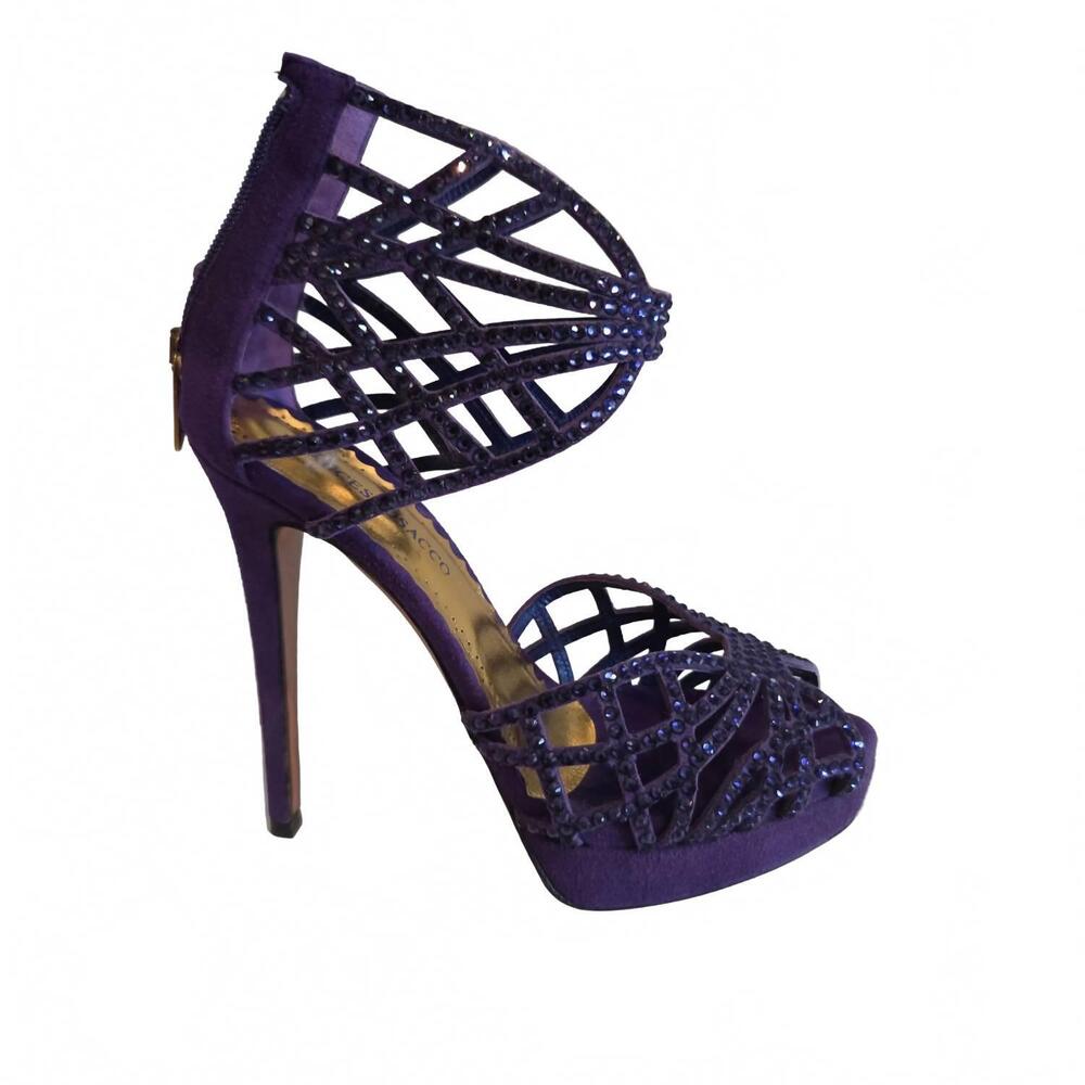 NEW FRANCES COSACCO women's stilettos open toe heel in purple